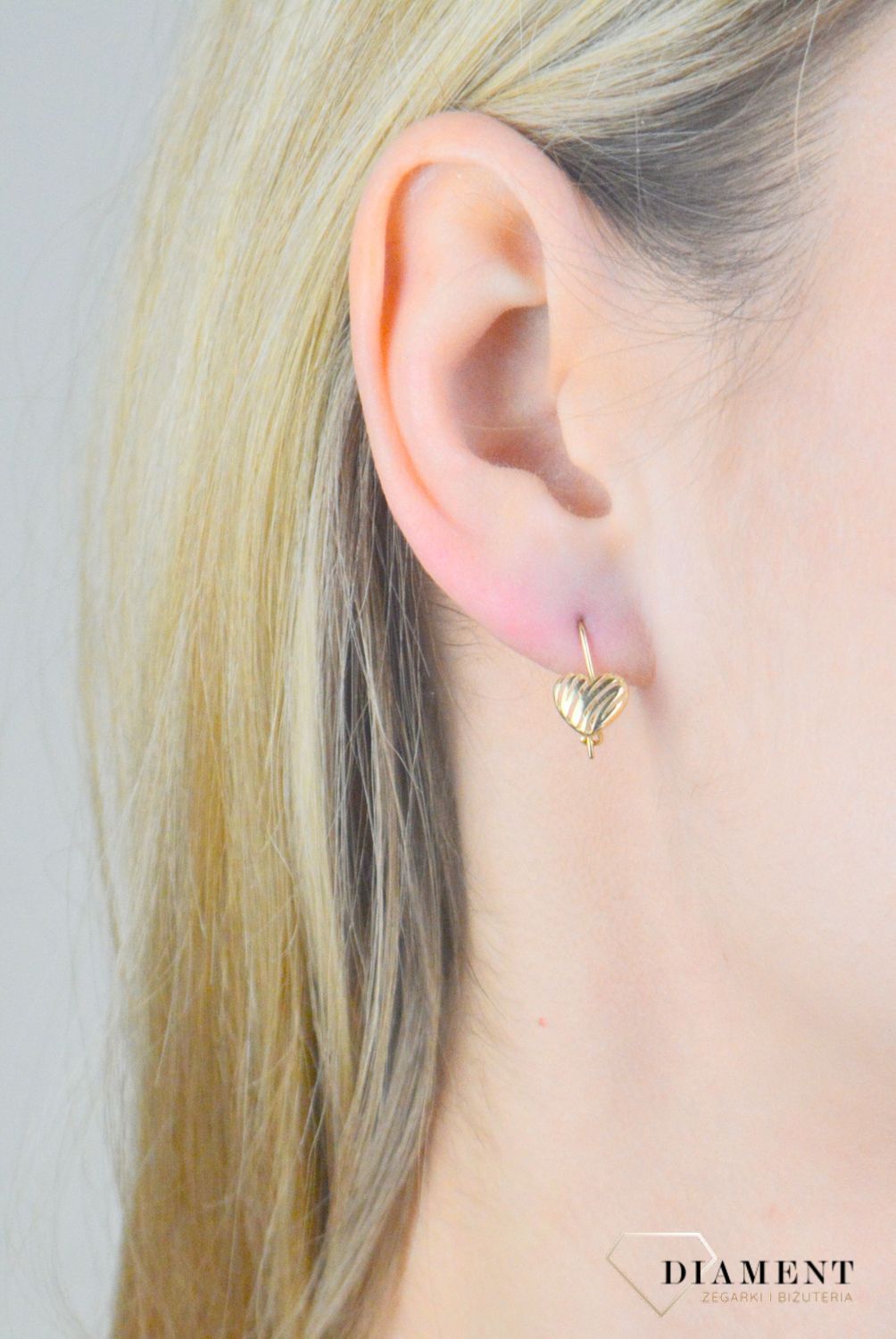 Kolczyki złote serca dziecięce próba 375, KL 8084 375.jpg